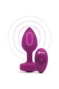 Анальная пробка с вибрацией B-Vibe Vibrating Jewel Plug S/M Pink Ruby, силиконовая, розовая BV31664 фото