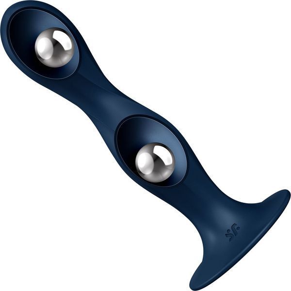 Дилдо Satisfyer Double Ball-R Dark Blue, унісекс, рухомі кульки всередині, на присосці SO8773 фото