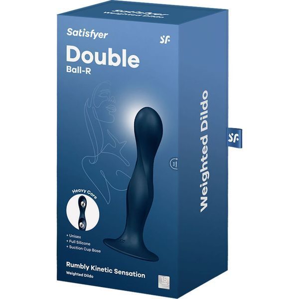 Дилдо Satisfyer Double Ball-R Dark Blue, унісекс, рухомі кульки всередині, на присосці SO8773 фото