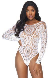 Эротическое боди-бодистокинг Leg Avenue Snap crotch thong back teddy White S/M SO9133 фото