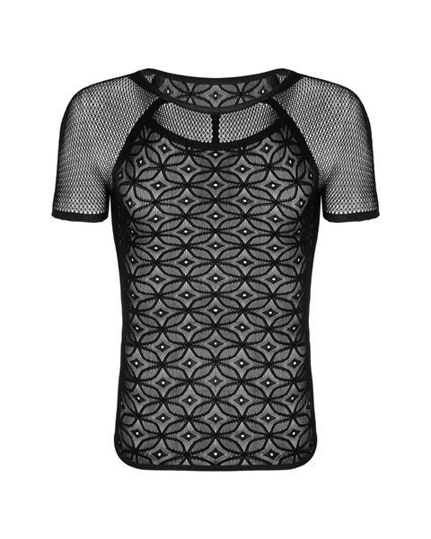 Чоловіча напівпрозора футболка з орнаментом Obsessive T102 T-shirt S/M/L, чорна SO7310 фото
