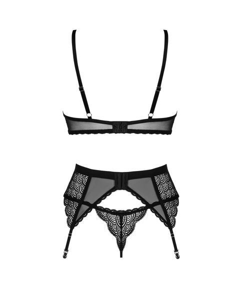Комплект Obsessive Chemeris 3-pcs set XS/S, стринги, пояс для чулок, бюстгальтер SO9767 фото