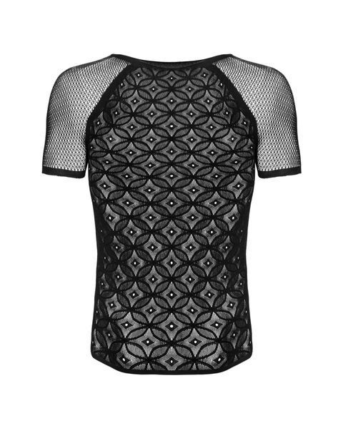 Чоловіча напівпрозора футболка з орнаментом Obsessive T102 T-shirt S/M/L, чорна SO7310 фото