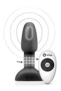 Анальна пробка з вібрацією і кульками, що обертаються Rimming Petite B-Vibe, з пультом, чорна BV-006 BLK фото