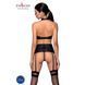Комплект из эко-кожи с имитацией шнуровки Nancy Set black L/XL - Passion топ, трусики и пояс для чул SO5373 фото 2
