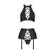 Комплект из эко-кожи с имитацией шнуровки Nancy Set black L/XL - Passion топ, трусики и пояс для чул SO5373 фото 3