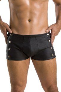 Мужские кожаные боксеры с заклепками Passion 048 Short David L/XL Black SO7615 фото