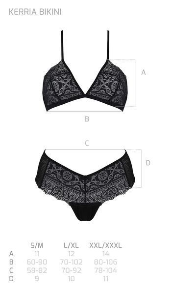 Комплект Passion KERRIA BIKINI black, L/XL, бралет і трусики-бікіні SX0482 фото