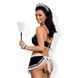 Атласный эротический костюм горничной Obsessive Maid set S/M, black, топ, юбка, стринги, манжеты, об SO7715 фото 2