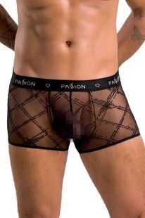 Мужские прозрачные боксеры Passion 032 Short James L/XL Black, сетка SO7567 фото
