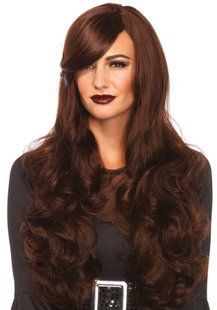 Волнистый парик с косой челкой Leg Avenue Long Wavy Wig 68 см, коричневый SO9091 фото