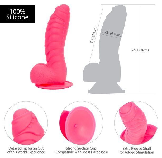 Ребристый фаллоимитатор на присоске ADDICTION &mdash; Tom 7&Prime; Dildo With Balls &mdash; Pink, вибропуля в подарок SO5585 фото