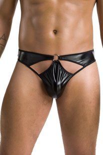 Мужские стринги Passion 033 Thong Paul L/XL Black, под латекс SO7570 фото