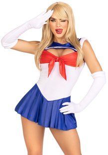 Еротичний костюм Сейлор Мун Leg Avenue Sexy Sailor XS, сукня, рукавички, бант SO9195 фото