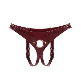 Кожаные трусы для страпона Liebe Seele Wine Red Strap on Harness, универсальный размер SO9464 фото