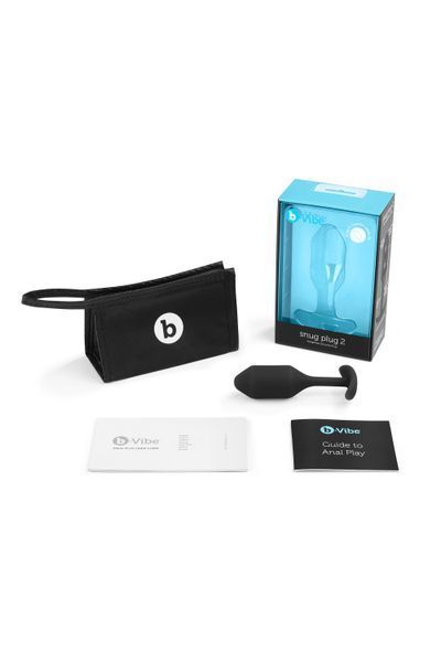 Анальная пробка со смещенным центром тяжести B-Vibe Snug Plug 2, силиконовая, черная 96748 /BV-008 BLK фото