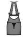 Прозора сорочка з відкритими грудьми Obsessive Pearlove chemise & thong black S/M, трусики SO7877 фото 4
