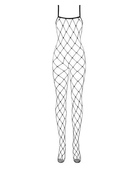 Бодистокинг с крупной ячейкой и открытой грудью Obsessive Bodystocking N102 S/M/L, черный, комбинезо SO7251 фото