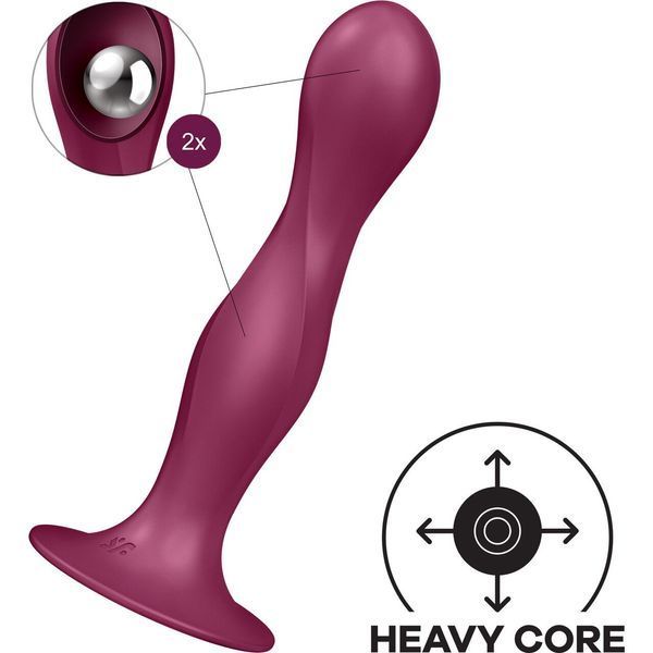 Дилдо Satisfyer Double Ball-R Red, унисекс, подвижные шарики внутри, на присоске SO8774 фото