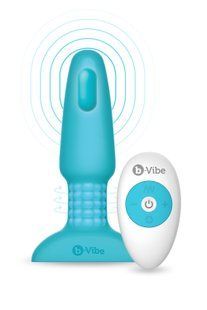 Анальна пробка з вібрацією та імітацією риммінгу b-Vibe Rimming Plug 2, блакитна BV585793 фото