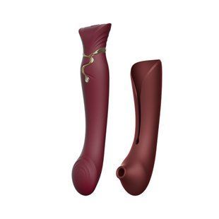 Смартвибратор 3в1 Zalo &mdash; Queen Wine Red, пульсирующая жемчужина и вакуум, кристалл Swarovski SO6662 фото