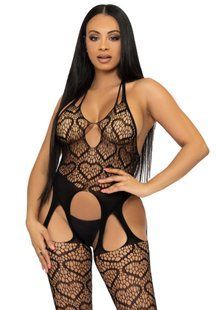 Бодістокінг з відкритим доступом Leg Avenue Net suspender bodystocking One size Black, мереживо SO8586 фото
