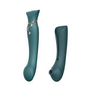 Смартвибратор 3в1 Zalo &mdash; Queen Jewel Green, пульсирующая жемчужина и вакуум, кристалл Swarovski SO6663 фото