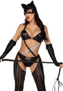 Еротичний костюм кішечки-пані Leg Avenue Mistress Kitty XS, рукавички, комбінезон, маска SO9199 фото