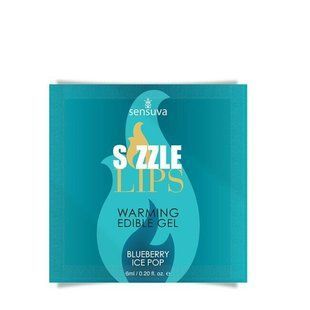 Пробник массажного геля Sensuva &mdash; Sizzle Lips Blueberry Ice Pop (6 мл), без сахара, съедобный SO7831 фото