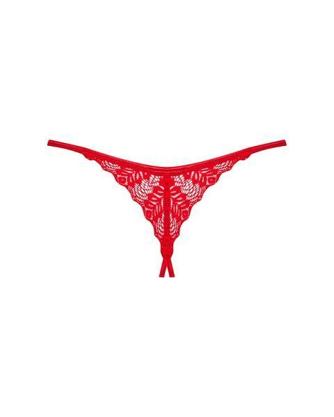 Трусики з доступом Obsessive Ingridia crotchless thong XL/2XL, червоні SO9045 фото