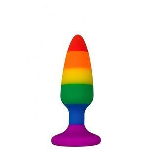 Силиконовая анальная пробка Wooomy Hiperloo Silicone Rainbow Plug S, диаметр 2,4 см, длина 9 см SO7424 фото
