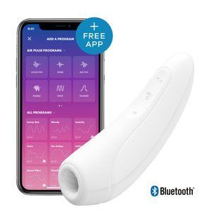 Вакуумный клиторальный стимулятор Satisfyer Curvy 1+ White с управлением через интернет SO3781 фото