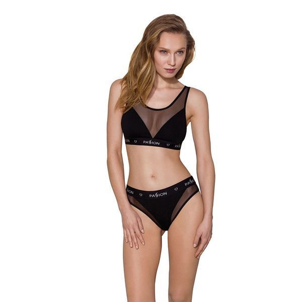 Топ з прозорою вставкою Passion PS002 TOP black, size M SO4200 фото