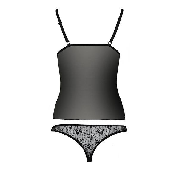 Комплект белья MELISSA SET black L/XL - Passion: лиф-сорочка со шнуровкой и трусики EL15904 фото