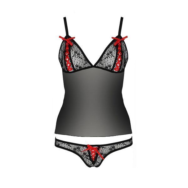 Комплект белья MELISSA SET black L/XL - Passion: лиф-сорочка со шнуровкой и трусики EL15904 фото