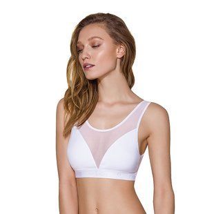 Топ з прозорою вставкою Passion PS002 TOP white, size L SO4203 фото