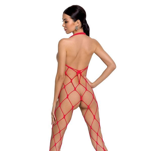 Бодистокинг в очень крупную сетку Passion BS091 red, с доступом SO6392 фото