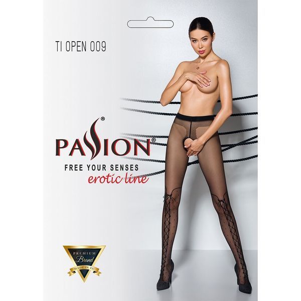 Колготки з відкритим доступом, імітація ботфорт TIOPEN 009 black 1/2 (20 den) &mdash; Passion SO5799 фото