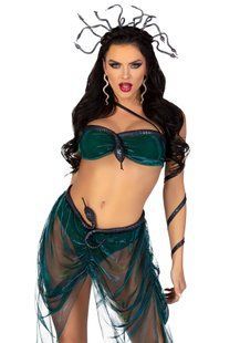 Еротичний костюм Медузи Горгони Leg Avenue Medusa Costume XS, топ, спідниця, нарукавники, прикраси SO9211 фото