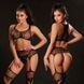 Комплект бодістокінг JSY &laquo;Твоя Луїза&raquo; One Size, Black, топ, панчохи-стокінги, імітація гартерів, сіт SO8336 фото 1
