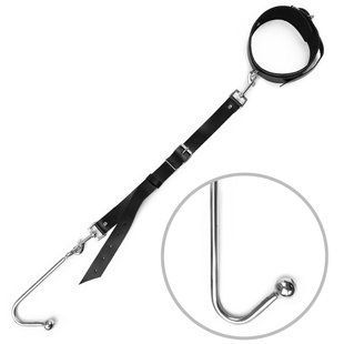 Анальний гак із нашийником з натуральної шкіри Art of Sex - Anal hook, Чорний SO7137 фото