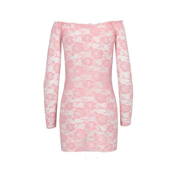 Прозора сорочка з довгим рукавом YOLANDA CHEMISE pink L/XL - Passion, трусики EL14307 фото