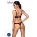 Комплект из экокожи Celine Bikini black L/XL &mdash; Passion: открытый бра с лентами, стринги со шнуровкой SO6400 фото 2