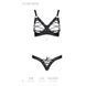 Комплект из экокожи Celine Bikini black L/XL &mdash; Passion: открытый бра с лентами, стринги со шнуровкой SO6400 фото 5