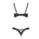 Комплект из экокожи Celine Bikini black L/XL &mdash; Passion: открытый бра с лентами, стринги со шнуровкой SO6400 фото 4