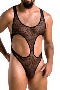 Мужское сетчатое боди Passion 040 Leon L/XL Black, сетка, резинки SO7591 фото