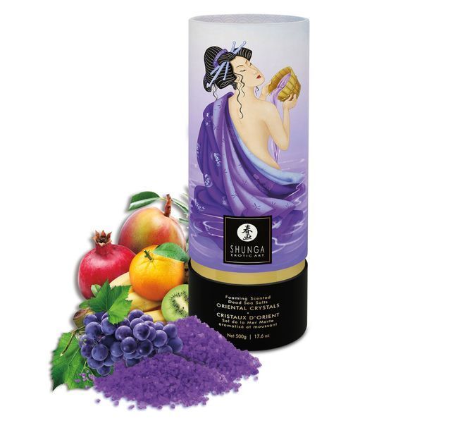 Пенящаяся соль для ванны Shunga Dead Sea salt Oriental Crystals &mdash; Exotic Fruits (500 г), соль Мертво SO6895 фото