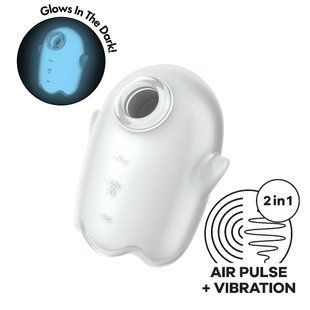 Вакуумный клиторальный стимулятор с вибрацией Satisfyer Glowing Ghost White SX0544 фото