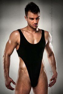 Мужское боди с высоким вырезом бедра Passion 010 BODY black XXL/XXXL PSM0103 фото
