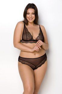 Комплект белья Passion Amberly Set 4XL/5XL black, лиф, трусики бразилиана, люрексовая нить SO7055 фото